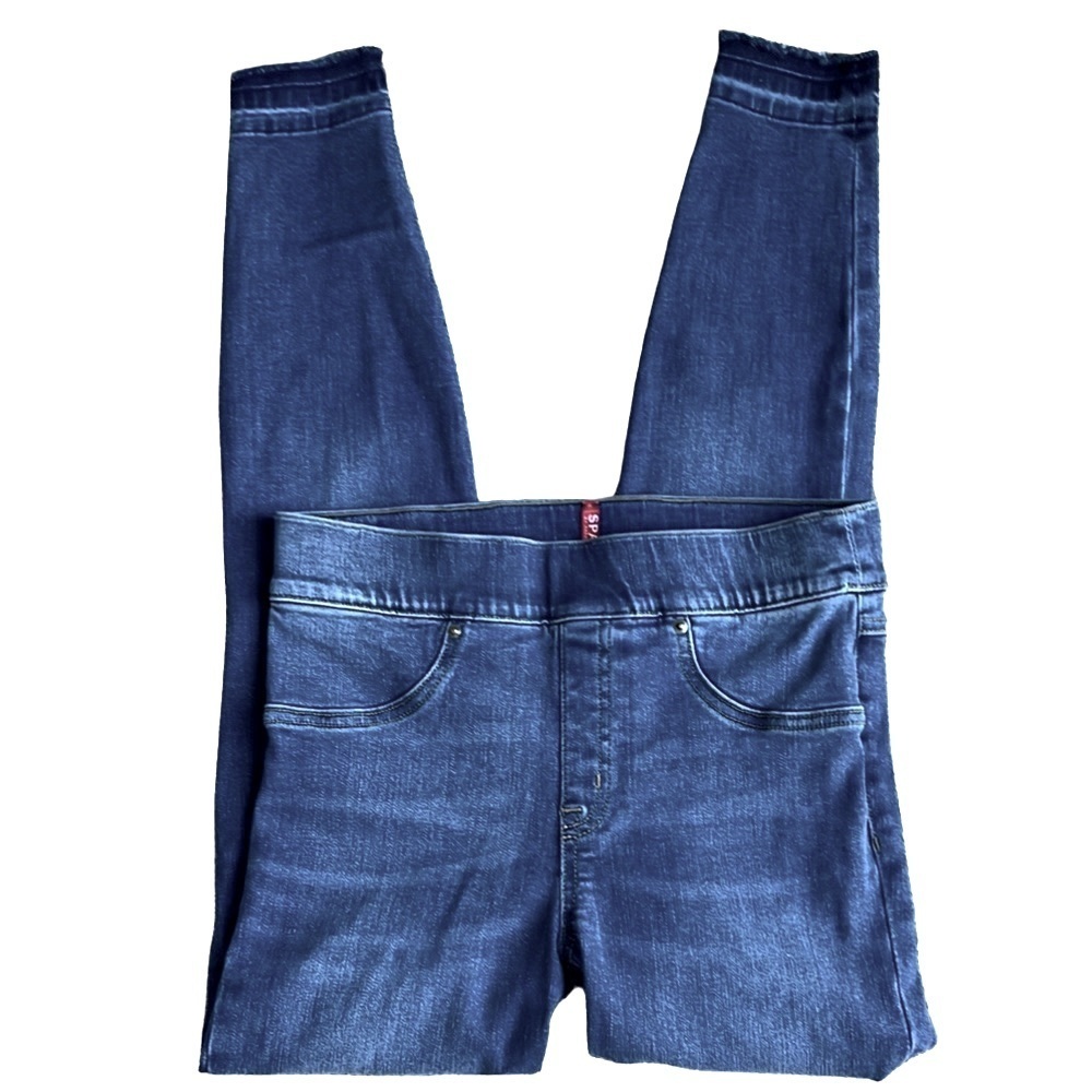 Spanx Distressed Pull On Stretch Denim Legging Jeans Medium Wash Size Small - Picture 10 of 15